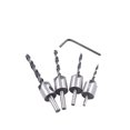 thumbnail image 1 of 4pcs Countersink Drill Bits Set Pilot Quick Hex Screw with 1Pc Wrench (Silver), 1 of 7