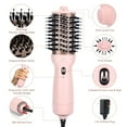 thumbnail image 6 of Dual Voltage Travel Hair Dryer Brush, Aima Beauty 4 in 1 Hot Air Comb for Hair Styling, 2.3 Inch Ionic Blow Dryer Brush, Good for Travel and Gift, Pink, 6 of 7