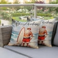 thumbnail image 4 of Surfboard Santa Christmas Outdoor Pillow Covers 20"x20" Set of 2,Waterproof Throw Pillow Covers for Patio Furniture,Coastal Nautical Beach Shell Decorative Cushion Pillowcases for Garden Couch Sofa, 4 of 9