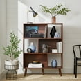 thumbnail image 3 of Best Choice Products 3-Tier Mid-Century Modern Wooden Bookcase w/ Removable Back Panels, Offset Pine Legs - Brown, 3 of 8
