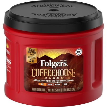 Folgers Coffeehouse Blend Ground Coffee, Medium-Dark Roast,