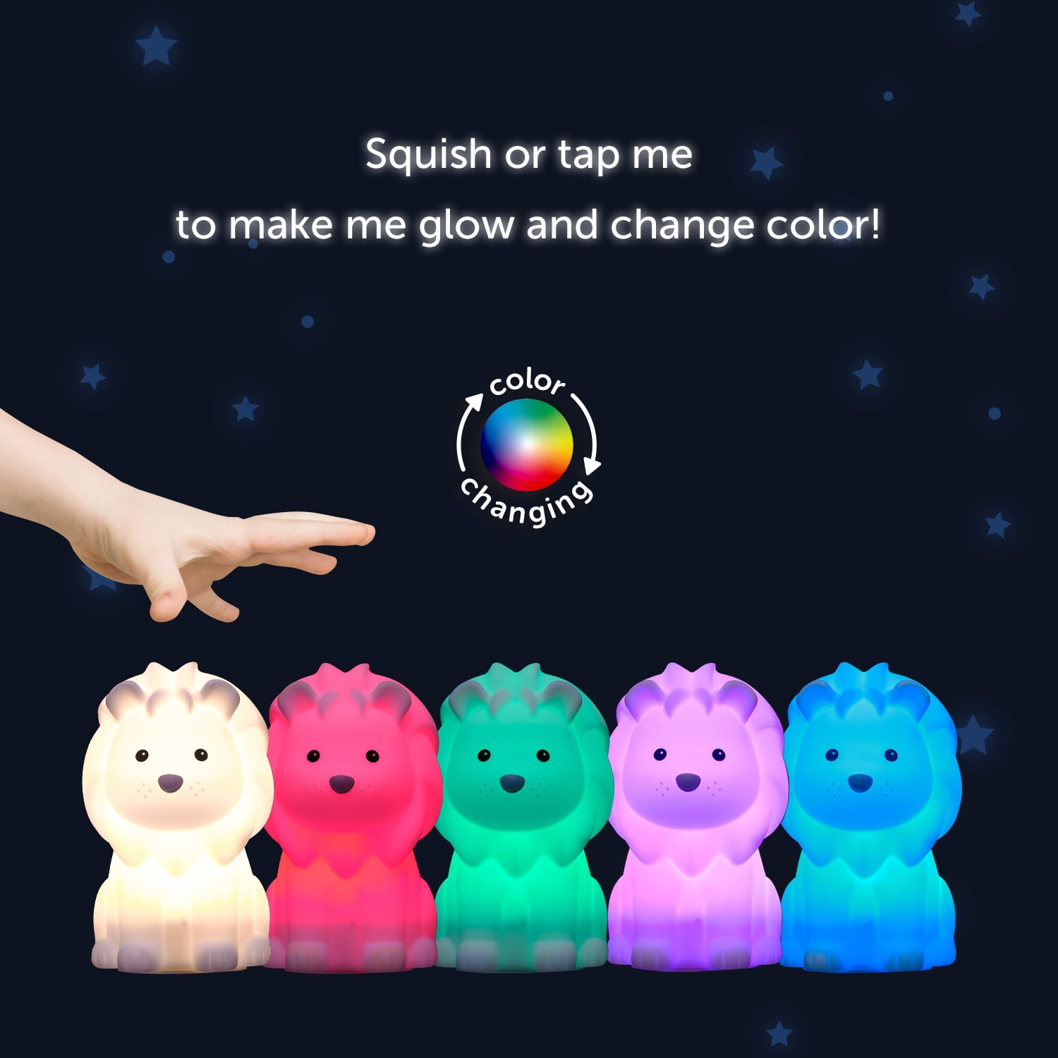 Globe Electric Lion 6" Color Changing LED Rechargeable Silicone Night Light Lamp, 91004703