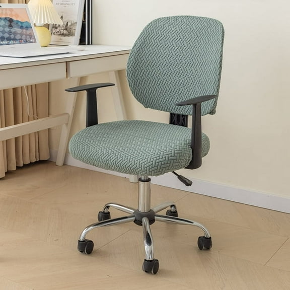 XmhyTop 2-Piece Stretch Computer Office Chair Covers: Universal Slipcovers for Rotating Desk Chairs, Ideal Protectors-Green