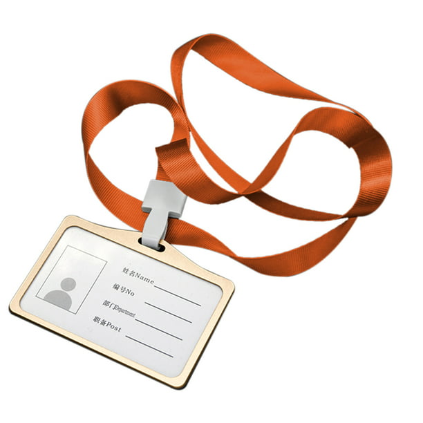 Horizontal Transverse Aluminum Alloy Name Card Case Business Work Card Badge  Holder with Lanyard 