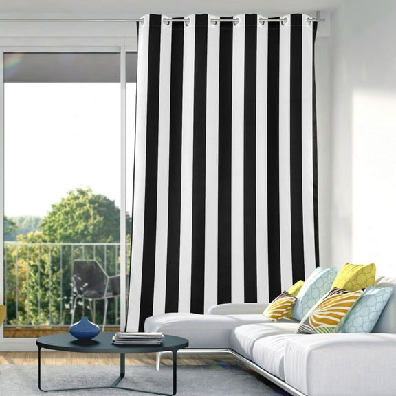 Blackout Curtains Window Curtain for Bedroom Living Room 1 Panel 82"x42" Black and White Striped