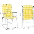 thumbnail image 3 of BuySphere Webbed Lawn Chairs Set of 2, Foldable Metal Patio Chairs Stable Steel Outdoor Chair for Camping, Fishing, Beach, Poolside, Backyard and BBQ,Yellow&white,21*22.8*36.6, 3 of 16