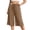 j8-Brown, variant on Womens Pants Casual Solid Color Cropped Wide-Leg Elastic Band Culottes Ladies Mid Waist Loose Soft Daily Breathable Comfortable Beach Pants,L
