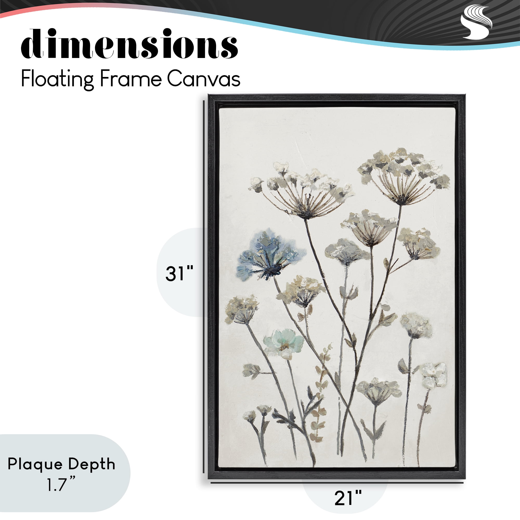 Stupell Industries Neutral Jardin Azul Black Framed Floater Canvas Wall Art, design by Patricia Pinto