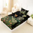 thumbnail image 4 of Homewish Vintage Skeleton Cat Twin Sheets,Retro Flower Plants Bedding,Halloween Bed Set,3-Piece,1 Fitted Sheet and 1 Pillowcase, 4 of 6
