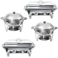 thumbnail image 3 of Jacgood Chafing Dish Buffet Set 4 Pack 8QT Rectangular + 6QT Round Stainless Steel Food Warmer Chafer Complete Set with Water Pan, Chafing Fuel Holder for Party Catering Christmas, 3 of 8