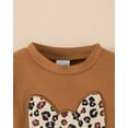 thumbnail image 4 of KIMI BEAR 3T Toddler Girls Pant Set 4T Kid Outfits Winter Mesh Long Sleeves Top Bowknot Print Pullover Sweatshirt Leopard Flared Pants 2pcs Casual Clothing White, 4 of 7