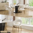 thumbnail image 5 of Set of 1 Velvet Fabric Dining Chairs with Curved Backrest and Golden Metal Legs for Kitchen or Dining Room (White), 5 of 11