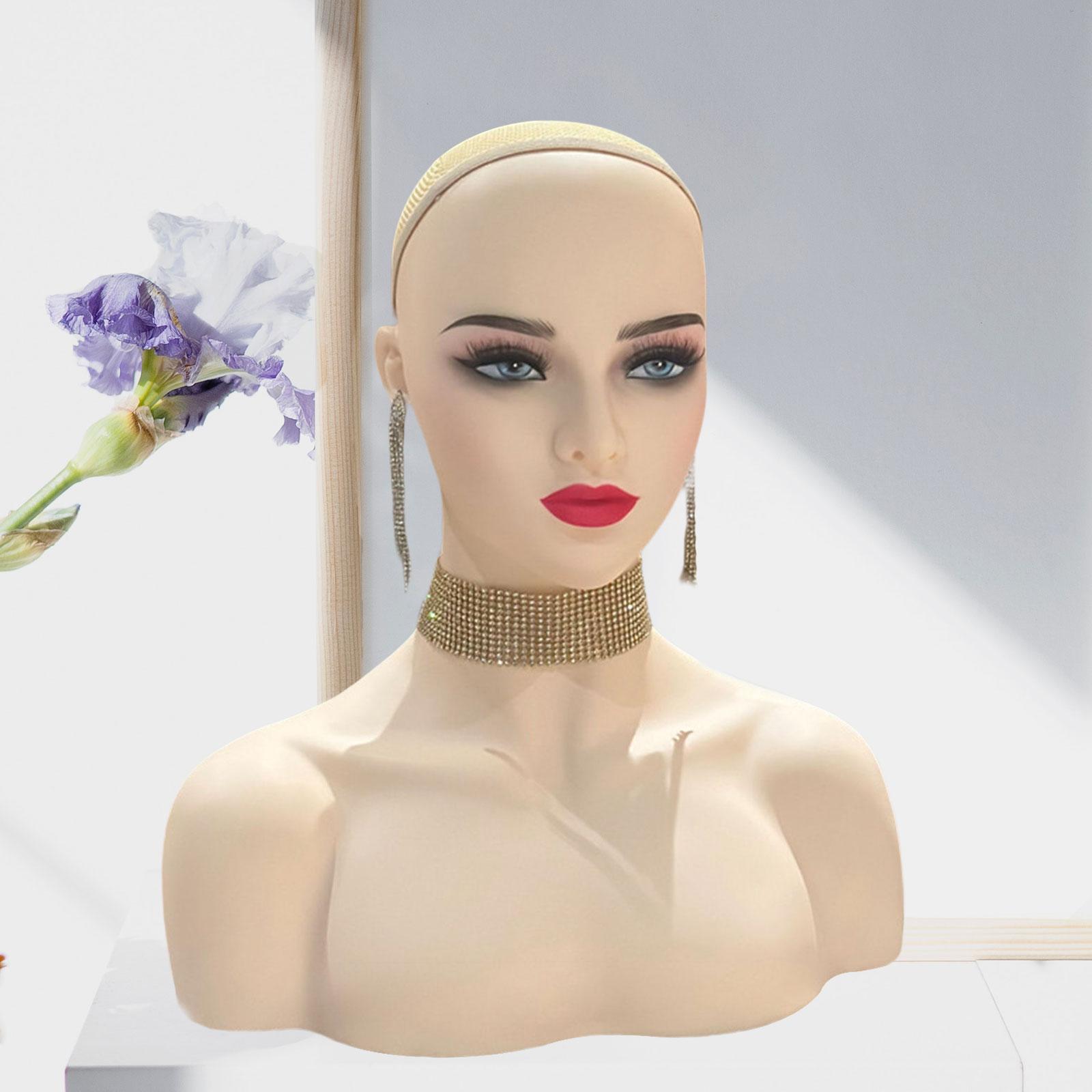Gazechimp Female Bald Mannequin Head Manikin Stand for Making Earrings Glasses