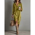 thumbnail image 2 of Women’s New Corduroy Button Down Midi Shirt Dress, Casual Lapel Long Sleeve A-Line Dress with Multiple Colors for Casual Daily Wear, 2 of 7