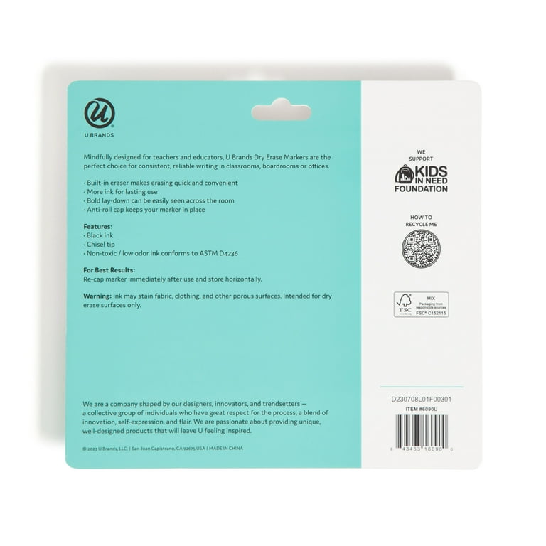 U Brands Dry Erase Markers, Black, 5mm Chisel Tip (2-Pack) photo 5