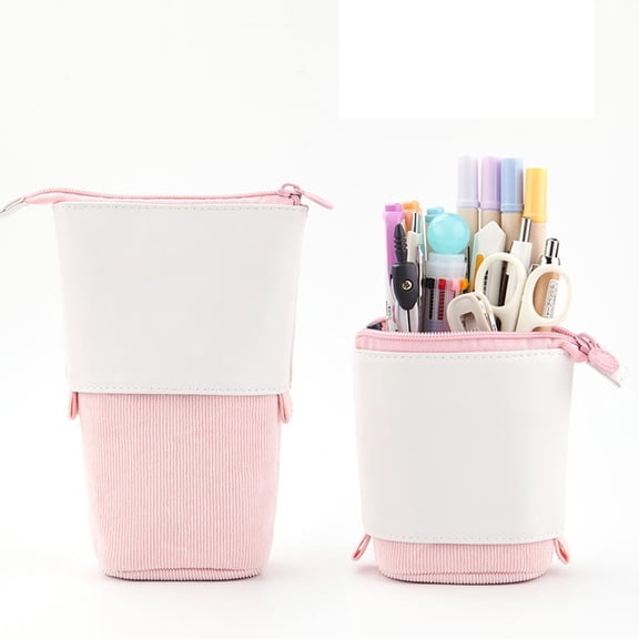 Kyusrd Storage Pencil Sase for Semester Stationery,Telescopic Pencil Case with Keychain,Expandable Stationery Storage Makeup Organizer Bag