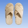 thumbnail image 4 of Iyufng Women's Crisscross Strap Fluffy Slide Slippers Scalloped Edge Open Toe Cozy Indoor House Shoes, 4 of 5