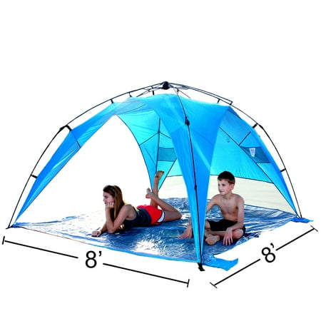 8 Foot Shelter XL - Instant Beach Umbrella Tent Pop Up with PVC Floor - 8' X 8'