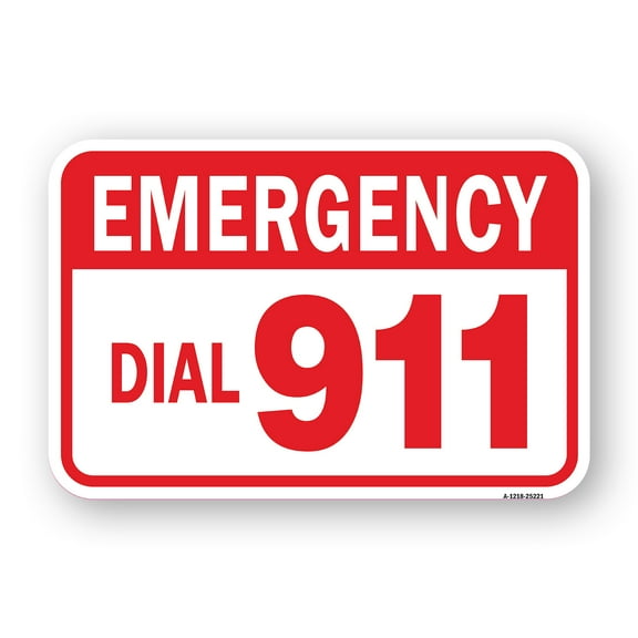 SignMission A-1824-25221 18 x 24 in. Aluminum Sign - Emergency Dial 911