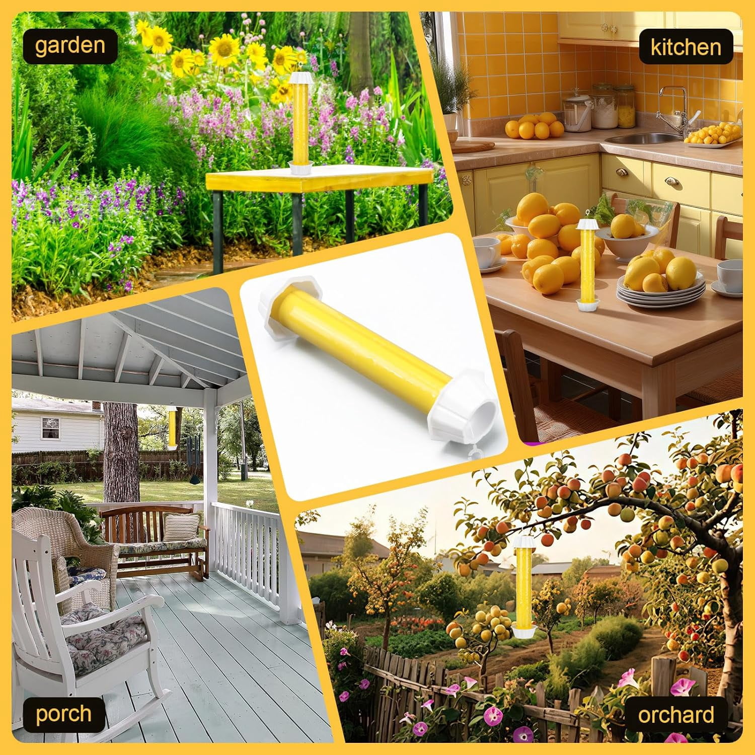 6 Pcs Fly Traps for Indoor Outdoor Hanging Fruit Fly Stick Trap Sticky Mosquito for Home Insect 10 x 2.5 Inches (Classic,Yellow and White)