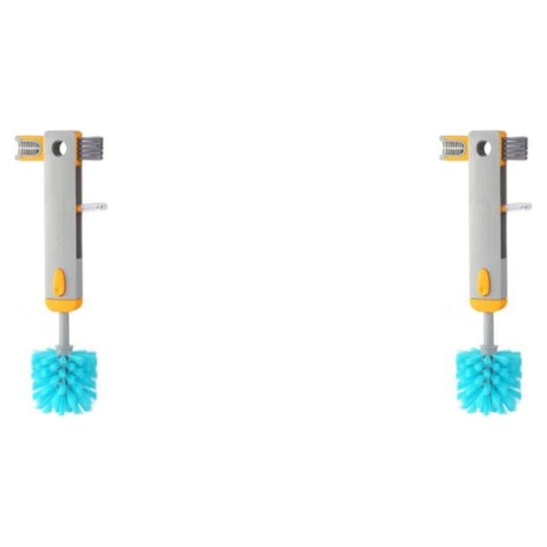 Injueey Accesorio de cocina estrecho para espacios de cepillo de taza de limpieza de huecos de botella 4 en 1 Gris 2Conjunto