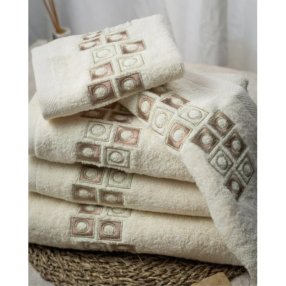 Kenoz Embroidered 100% Egyptian Cotton Hand Towel Premium 600 GSM (2-Pack)