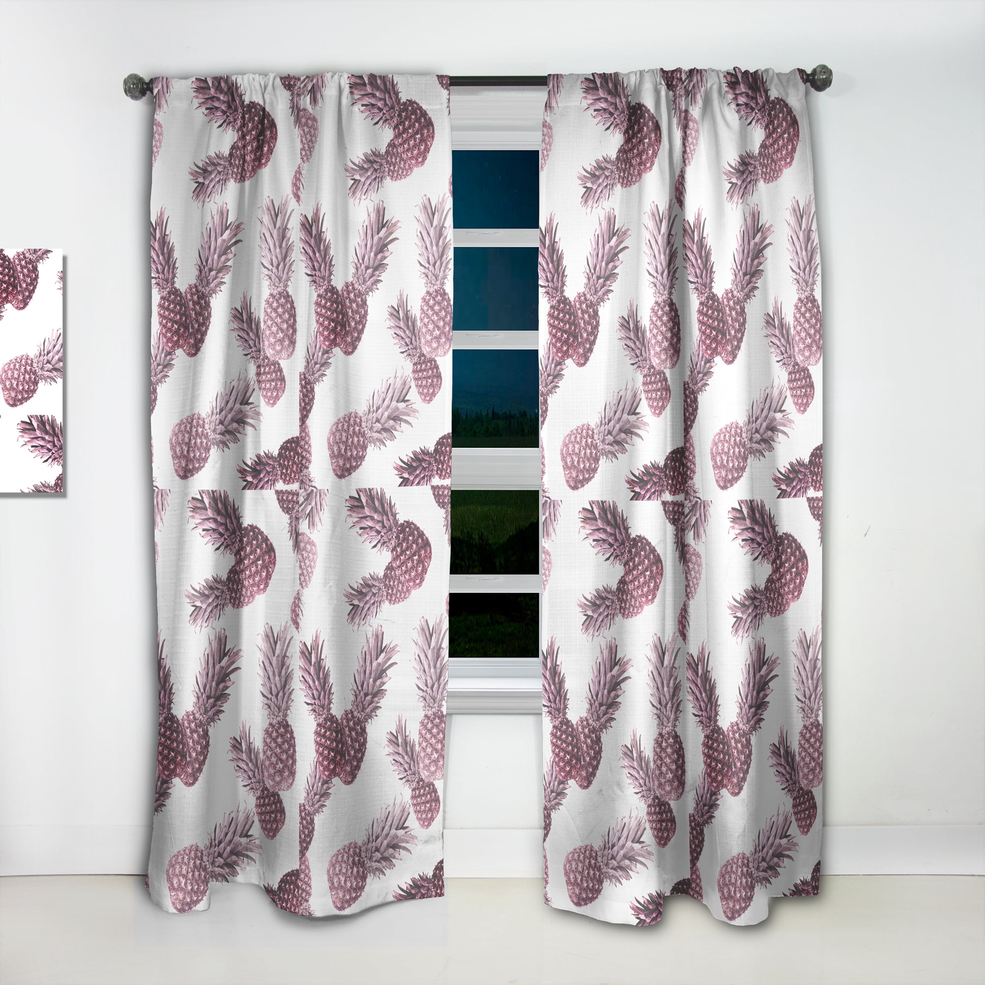 Designart 'Pineapple Summer Bliss Retro III' Mid-Century Modern Curtain Panel