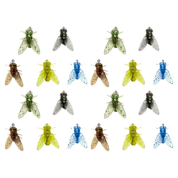 ziyahi Ensemble de 20 Pcs Appâts Leurre en Acier à Haute Teneur en Carbone pour une Prise Ferme et Profonde Micro-Hameçon Appât Souple Mouche Simulée Taille Moyenne