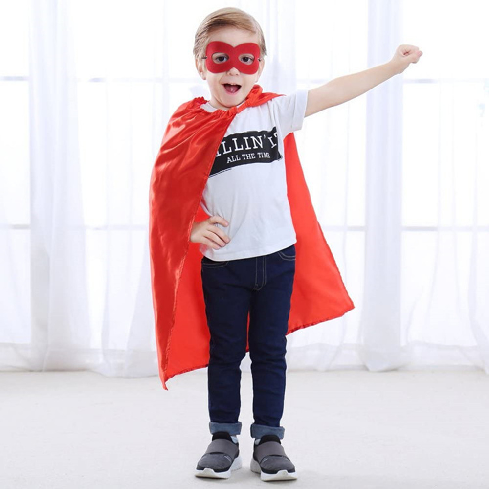 Set Supereroe Per Bambini Con Mantello, Maschera E Bracciali – 5 Pezzi Per Halloween E Carnevale