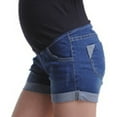 thumbnail image 4 of QQAMB Women's Maternity Jeans Shorts Plus Size Adjustable High Waist Ripped Roll Up Hem Denim Shorts with Pocket Blue M, 4 of 6