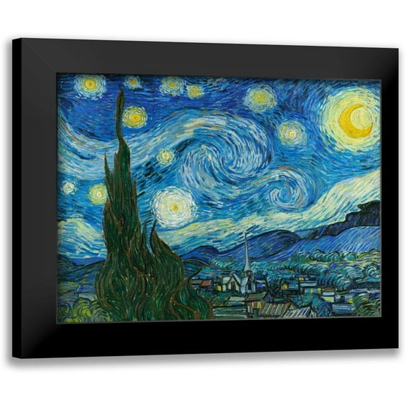 Van Gogh, Vincent 14x12 Black Modern Framed Museum Art Print Titled - The Starry Night