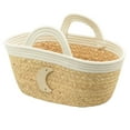 thumbnail image 1 of Water Hyacinth Storage Basket with Crescent Moon Plaque and Cotton Rope Trim, 1 of 9