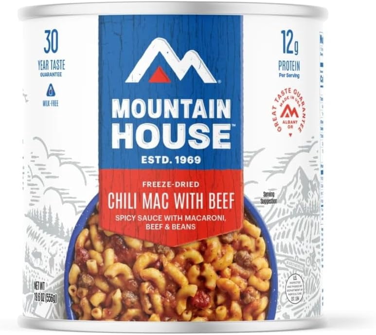 (6 Cans Pack) Mountain House Chili Mac With Beef #10 Can Freeze Dried Camping Food for Emergency