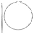thumbnail image 1 of 14K White Gold Polished 2.5mm Lightweight Tube Hoop Earrings (65 X 2.5) Made In Peru t841l, 1 of 4