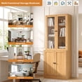 thumbnail image 3 of RichYa 71'' Tall Bookcase with Glass Doors, 3-Tier Display Bookshelf & 5-Tier Storage Cabinet for Home Office Living Room,Wood, 3 of 8
