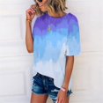thumbnail image 4 of T-Shirts Shirts For Women Sevevn Women's Fashion Printed T-Shirt Short Sleeves Blouse Round Neck Casual Tops, 4 of 7