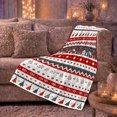 thumbnail image 6 of Nordic Christmas Village with Trees, Festive Fair Isle Style for Holiday Lovers, Cozy Red Grey Snow Scene, Flannel Blanket for Family Room and Cabin, Christmas Gift and Winter Home Decor, 6 of 9