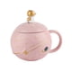 thumbnail image 1 of Bonita taza de cerámica con diseño de astronauta de 400 ml con asa ergonómica y tapa, cuchara para café, té y leche, color rosa, 1 of 12