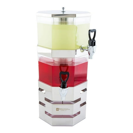 Met Lux 5L Pentagon Stainless Steel Stackable Juice Dispenser - with Body - 9 3/4" x 9 3/4" x 15" - 1 count box