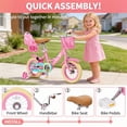 thumbnail image 5 of Korimefa Girls Bike for 3-9 Years Old Kids, 12 14 16 inch Kids Bike with Training Wheels, Basket and Doll Seat, Children Bicycles with Handbrake, Pink, 5 of 17