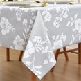 thumbnail image 2 of Vinyl Plastic PVC Tablecloth Waterproof Non Slip Oilcloth Rectangular Wipeable PVC Spill Proof Birthday Party Camping Tablecloths for Picnic Table Luau Banquet BBQ Grey White Flowers, 2 of 6