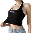 thumbnail image 1 of Forzero Women's Letter Halter Sexy Slim Exposed Navel Knitted Camisole Tank Top, 1 of 6