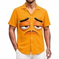 thumbnail image 2 of BUWTTER Shirts for Men Short Sleeve Button Down Shirts Summer Beach Casual Party Funny Graphic Tops Orange-Sad Face L, 2 of 4