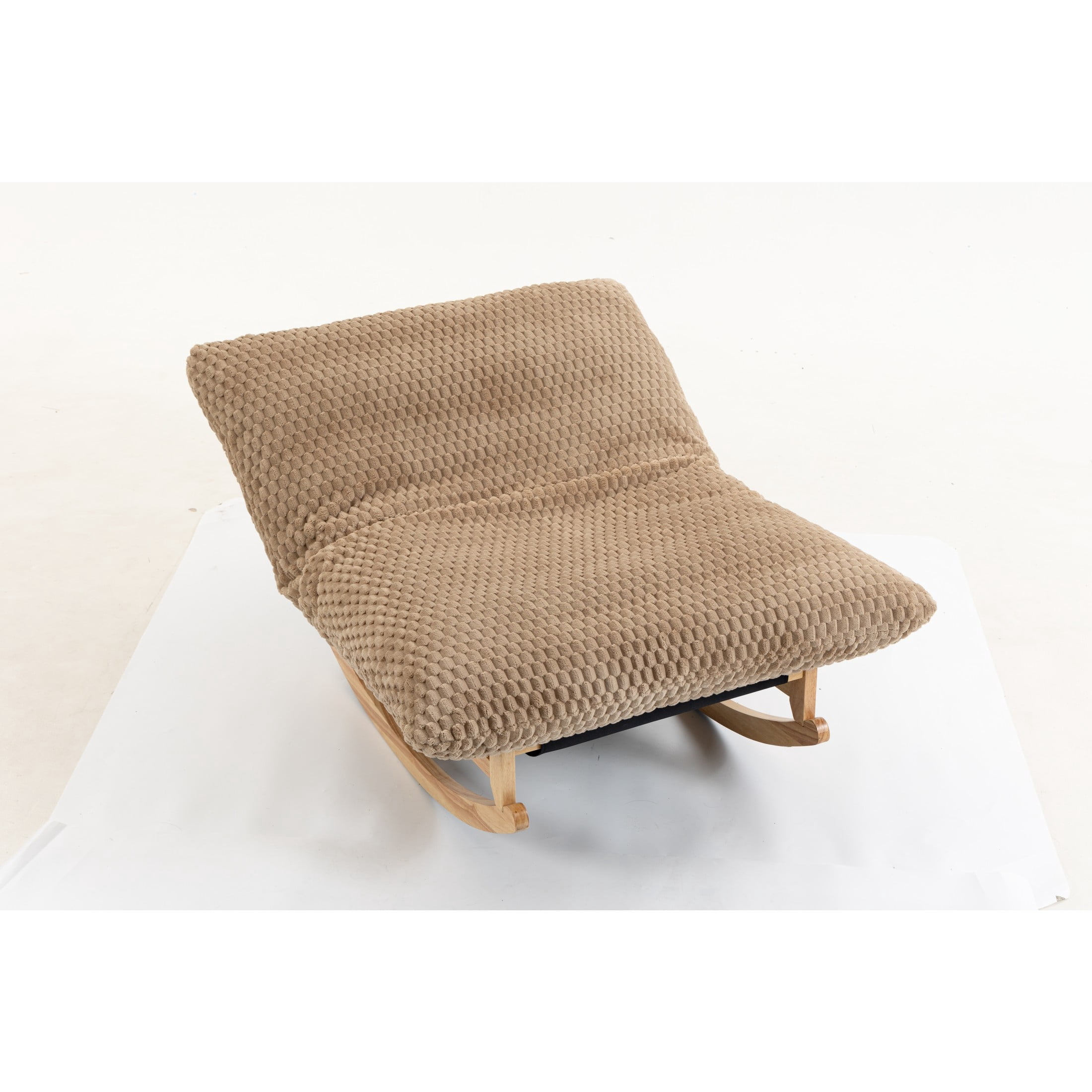 GDF Studio Alaric Corduroy Bean Bag Rocking Chair with Solid Wood Frame, Lazy Sofa for Living Room, Bedroom, Khaki