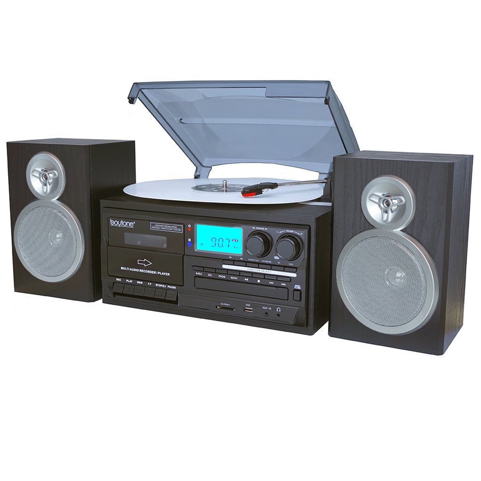 USB//SD Recording Remote FM Bluetooth Trexonic 3-Speed Turntable w// CD Player