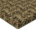 thumbnail image 4 of Ambesonne Leaf Print Fitted Sheet, Leaves Floating Pattern, Twin Size, Army Green Mustard Black, 4 of 5