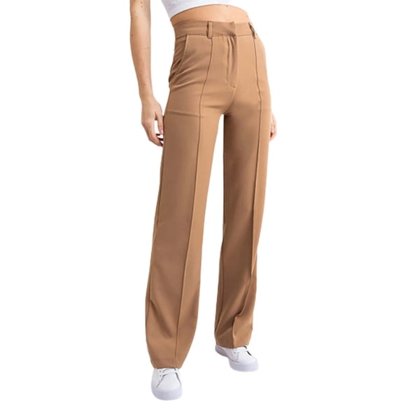 Women's Pants Fashion Casual Pants For Women Casual Solid Slim Fit High Waisted Wide Leg Straight Leg Trousers Suit Pant