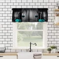 thumbnail image 2 of Blue Wine Valance, Romantic Teal Rose Flower Grape Country Farm Vintage Rustic Cellar Wooden Print Short Window Treatments for Kitchen Cafe Bedroom, 54x18in, 2 of 5