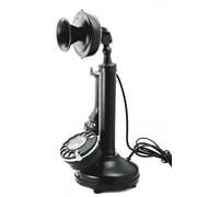 House Of Antique Vintage Brass & Iron Rotary Telephone – Retro Decorative Antique Phone (Black)