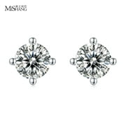 MESSI Jewelry S925 Silver Mosan Diamond Earrings and Earrings 0.5 Carat Diamond Earrings for Valentine's Day as a Fashion Birthday Gift for Girlfriend and Mom